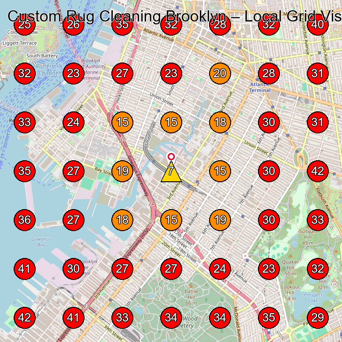 Custom Rug Cleaning Brooklyn GeoGrid visibility map for Carpet Cleaning Service in Brooklyn